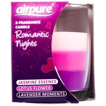 AirPure Romantic Nights Candle - Romantic Scented Candles - 3 candles in one - Jasmine / Lotus / Lavender