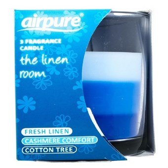 AirPure Candle - Scented candles - 3 candles in one - Linen Room, Cashmere Comfort & Cotton Tree - Freshly washed textile scent