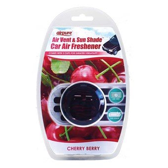 AirPure Air Vent & Sun Shade Car Freshener - Car Refresher / Ventilation Channel & Sun Shade - Cherry Berry