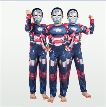 Iron Man Blue Costume - Children - Incl. Suit + Mask - Small - 110-120 cm