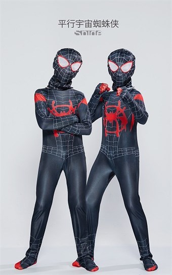 Spiderman Black / Red Tight Costume - Children - Incl. Suit + Mask - Large - 120-130 cm