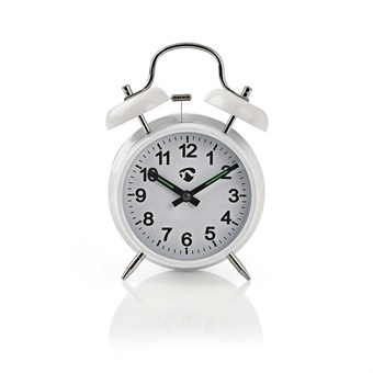 Analog Table Alarm Clock - Travel Alarm Clock | Metal | White
