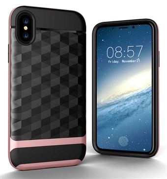 Solid Square Hard Case in TPU Plastic and Silicone for iPhone X / iPhone Xs - Pink Gold