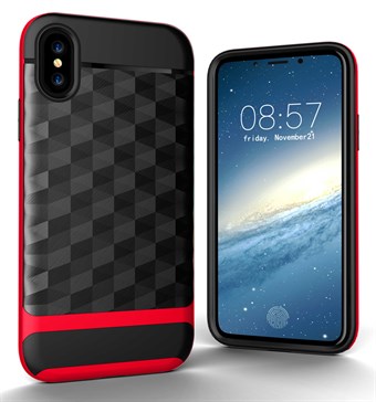 Solid Square Hard Case in TPU Plastic and Silicone for iPhone X / iPhone Xs - Red