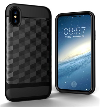 Solid Square Hard Case in TPU Plastic and Silicone for iPhone X / iPhone Xs - Black