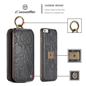 CaseMe Prime Leather Wallet with Magnetic Cover for iPhone 6 / iPhone 6s - Black
