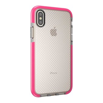 Perfect Glassy Cover in TPU Plastic and Silicone for iPhone X / iPhone Xs - Pink Red