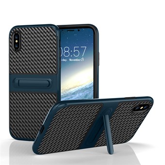 Fancy Slim Cover in TPU Plastic and Carbon for iPhone X / iPhone Xs - Dark Blue