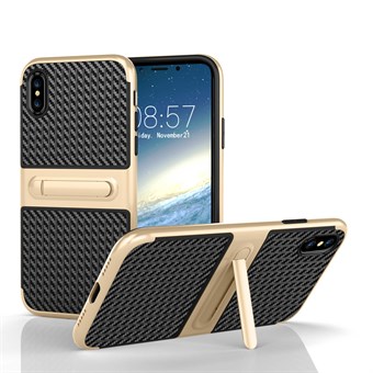 Fancy Slim Cover in TPU Plastic and Carbon for iPhone X / iPhone Xs - Light Gold