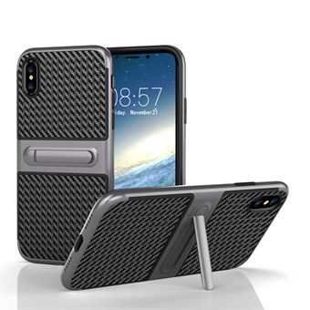 Fancy Slim Cover in TPU Plastic and Carbon for iPhone X / iPhone Xs - Gray