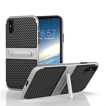Fancy Slim Cover in TPU Plastic and Carbon for iPhone X / iPhone Xs - Silver