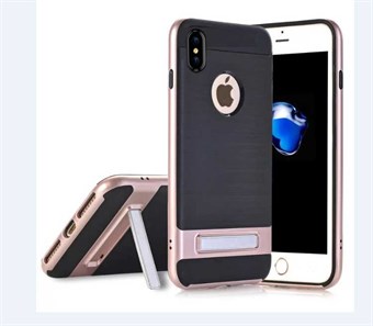 High Fashion Stander Cover in TPU for iPhone X / iPhone Xs - Pink Gold