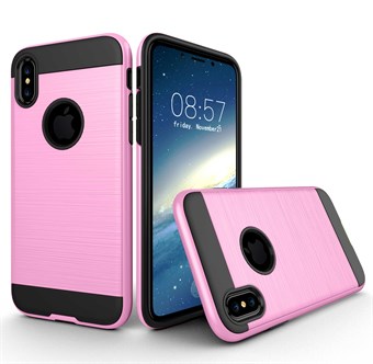 Stylish Brushed Cover in TPU Plastic and Silicone for iPhone X / iPhone Xs - Pink