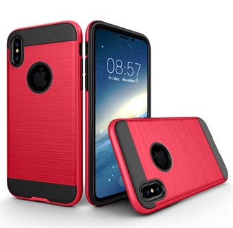 Stylish Brushed Cover in TPU Plastic and Silicone for iPhone X / iPhone Xs - Red