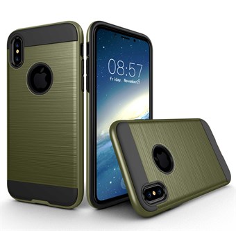 Stylish Brushed Cover in TPU Plastic and Silicone for iPhone X / iPhone Xs - Army Green