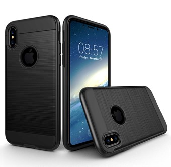 Stylish Brushed Cover in TPU Plastic and Silicone for iPhone X / iPhone Xs - Black