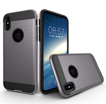 Stylish Brushed Cover in TPU Plastic and Silicone for iPhone X / iPhone Xs - Gray