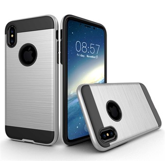 Stylish Brushed Cover in TPU Plastic and Silicone for iPhone X / iPhone Xs - Silver