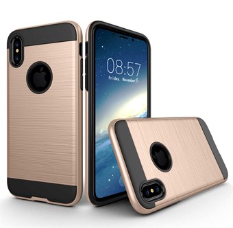 Stylish Brushed Cover in TPU Plastic and Silicone for iPhone X / iPhone Xs - Pink Gold