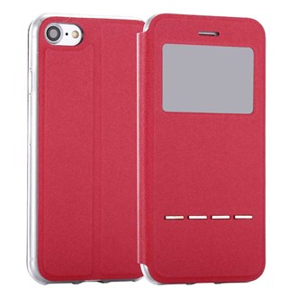Clear View Flip Cover with Call Function for iPhone 7 / iPhone 8 - Red