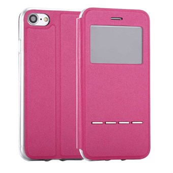 Clear View Flip Cover with Call Function for iPhone 7 / iPhone 8 - Magenta