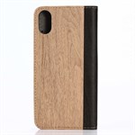 Woody Look Case in PU Leather w / Plastic Cover for iPhone X / iPhone Xs - Yellow