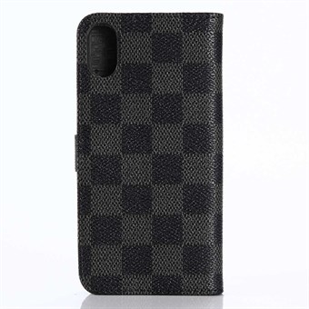 Finest Pattern Leather Case with Stand Function for iPhone X / iPhone Xs - Black