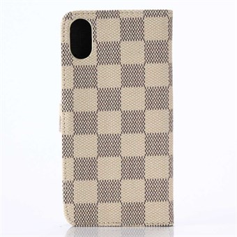 Finest Pattern Leather Case with Stand Function for iPhone X / iPhone Xs - White
