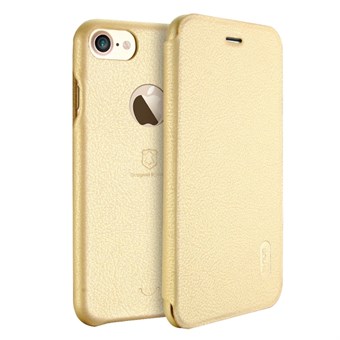 Lenuo Art Flip Case in PU Leather and Plastic for iPhone 7 / iPhone 8 - Gold