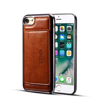 High Trend Cover in PU Leather and TPU Plastic w / Card Holder for iPhone 7 / iPhone 8 - Brown