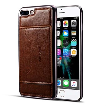 High Trend Cover in PU Leather and TPU Plastic w / Card Holder for iPhone 7 Plus / iPhone 8 Plus - Coffee