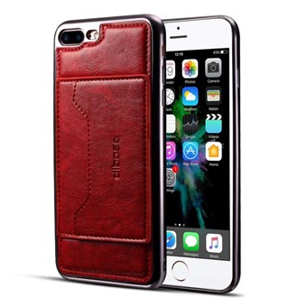 High Trend Cover in PU Leather and TPU Plastic w / Card Holder for iPhone 7 Plus / iPhone 8 Plus - Red