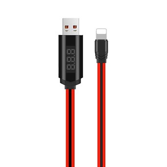 Hoco Lightning 1 m Data Cable with Display & Timer - Red