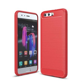 Fame Brushed Cover in Soft TPU and Carbon Fiber for Huawei Honor 9 - Red
