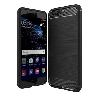 Style Brushed Cover in Soft TPU and Carbon for Huawei P10 Plus - Black