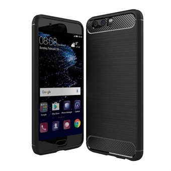 Fancy Brushed Cover in Soft TPU and Carbon Fiber for Huawei P10 - Black