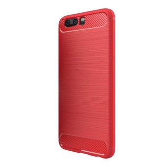 Fancy Brushed Soft TPU and Carbon Fiber Cover for Huawei P10 (Red)