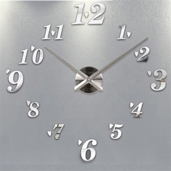 Modern 120x120 cm wall clock in art nuvo style silver