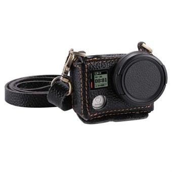 PULUZ® Leather Case with 40.5 mm UV Lens for GoPro HERO 4 - Black