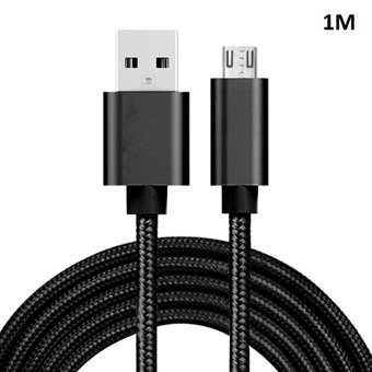 Quality Nylon Micro USB Cable Black - 1 Meter