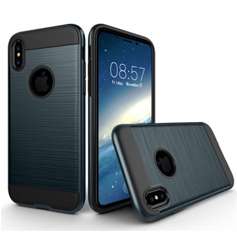 Stylish Brushed Cover in TPU Plastic and Silicone for iPhone X / Xs - Dark Blue