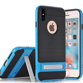 High Fashion Stander Cover in TPU for iPhone X / iPhone Xs - Blue