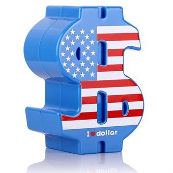 Blue Dollar Logo Piggy Bank Plastic Saving Box