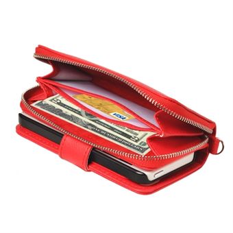 Lanyard zipper mega purse case 5 / 5S / SE - Red