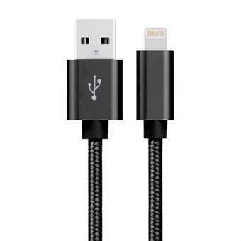 Cheap Nylon Lightning Cable Black - 1 Meter