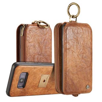 CaseMe Stylish Wallet in PU Leather w / Magnetic Cover in Plastic for Samsung Galaxy S8 - Brown