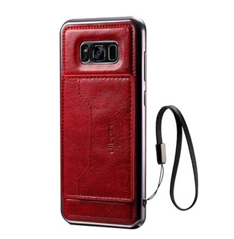 High Trend Cover in PU Leather and TPU Plastic w / Card Holder for Samsung Galaxy S8 Plus - Red