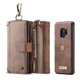 CaseMe Multifunction Wallet w / Plastic Magnetic Cover for Samsung Galaxy S9 - Brown