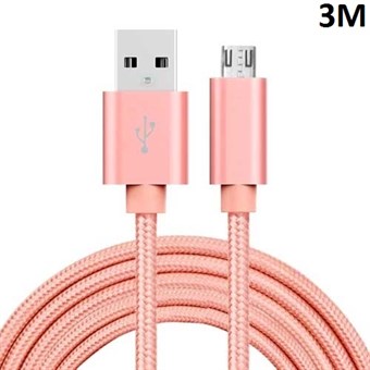 Quality Nylon Micro USB Cable Rose Gold - 3 Meters