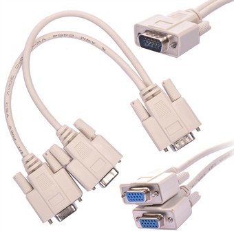 VGA Male to 2 VGA Female Splitter Y-Cable Adapter (0.3 M)